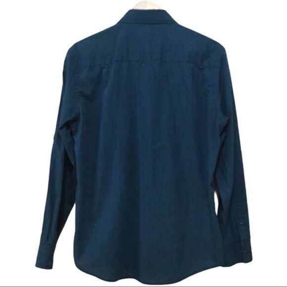 ALFANI Marine Blue Long Sleeve Button Front Shirt Reg Fit Med NWOT - Picture 2 of 6